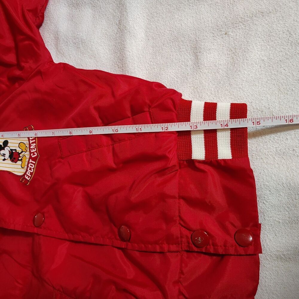 Vintage Disney EPCOT Mickey Mouse Kids Bomber Jacket Red Nylon USA Size 4 - Picture 9 of 12